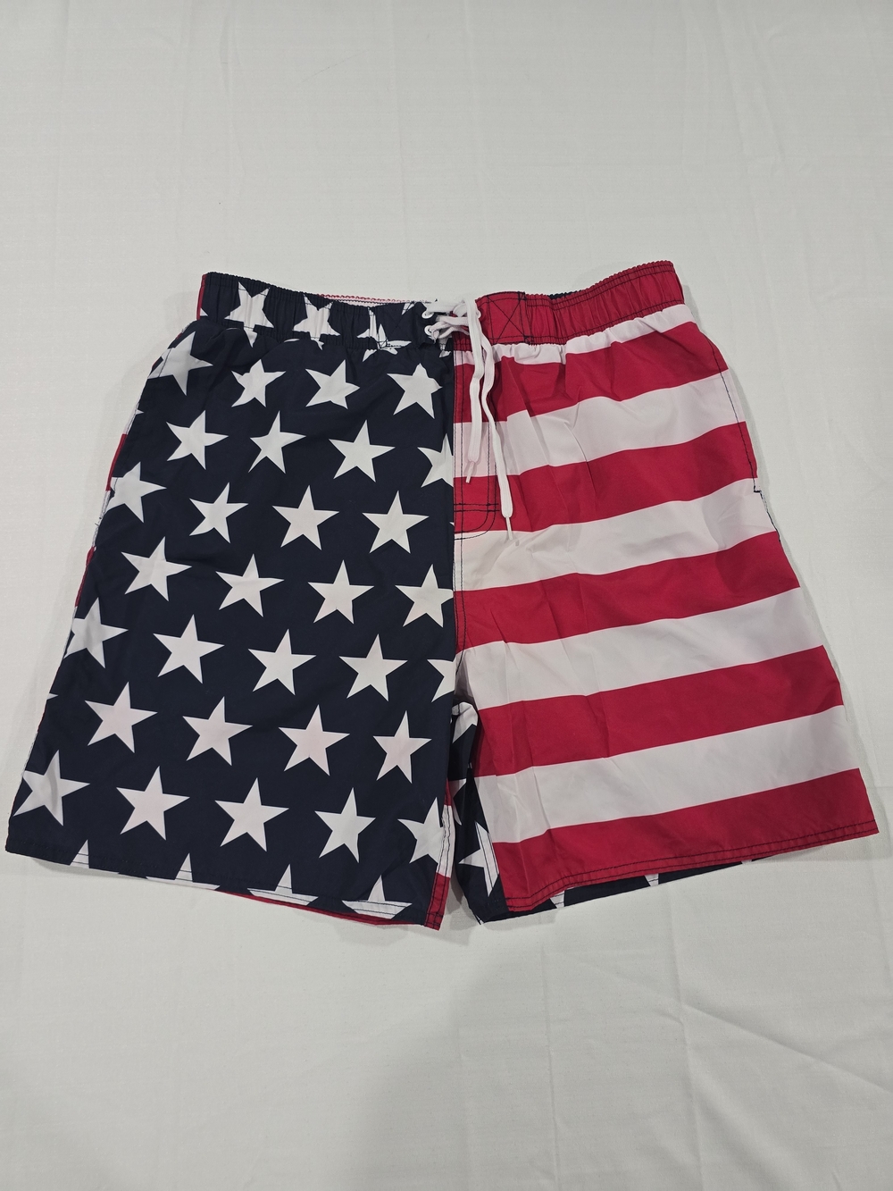 Faded Glory Red, White & Blue Star Stripe Swim Shorts Size Large (36-38)